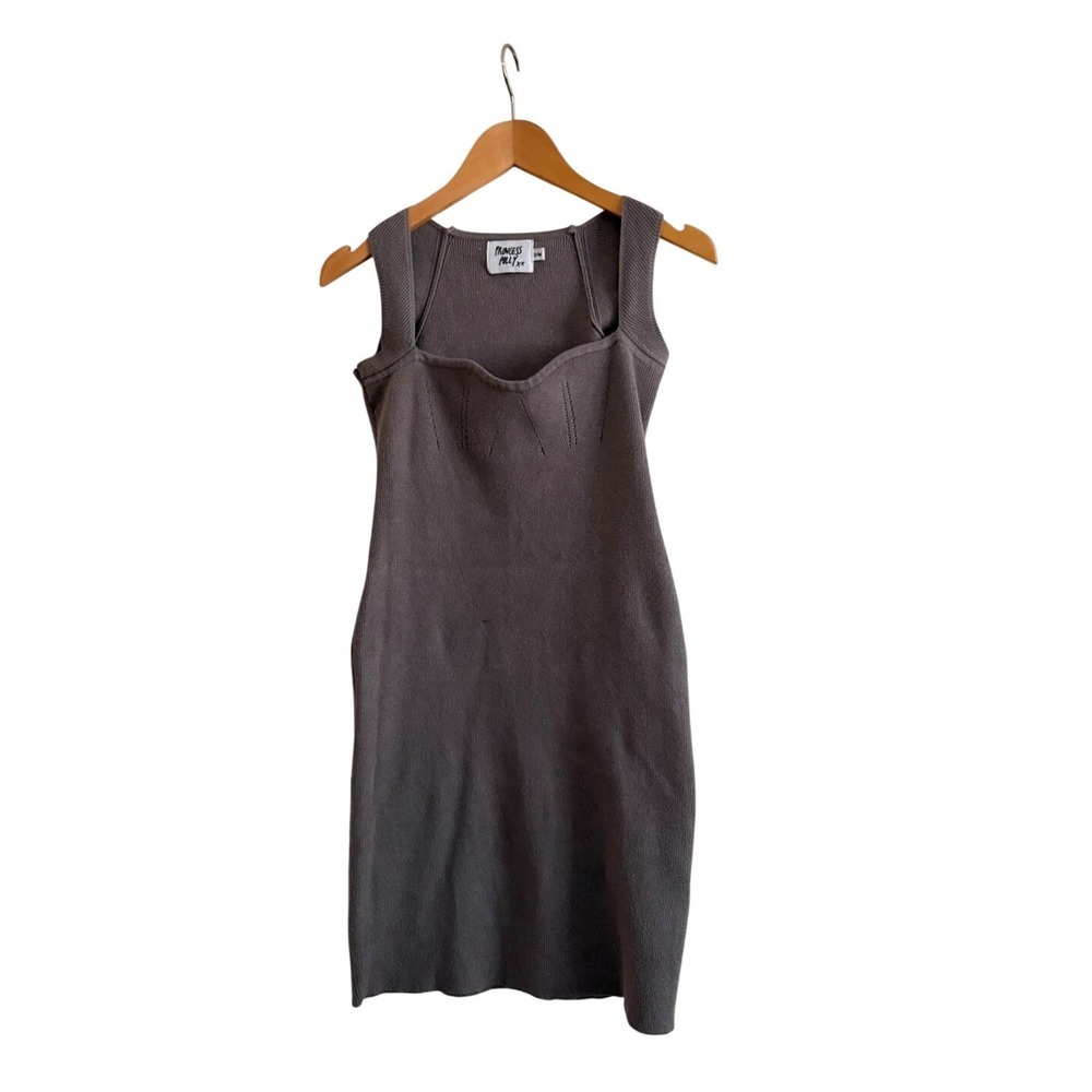 Princess Polly Mini Dress Women S/M Grey Excellent Ribbed Knit Sweetheart Corset